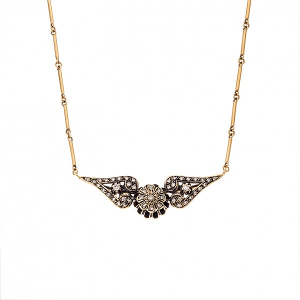 Necklace in 18 carats yellow gold with diamonds 