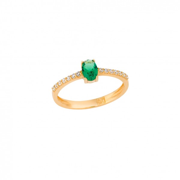14K Gold Ring with Zircon