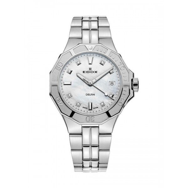 EDOX Delfin Diamonds Silver Stainless Steel Bracelet