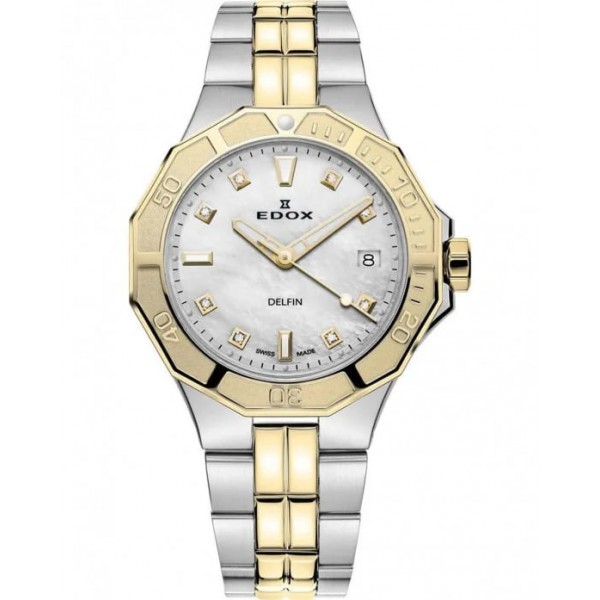 Ρολόι EDOX Delfin Diamonds Two Tone Stainless Steel Bracelet