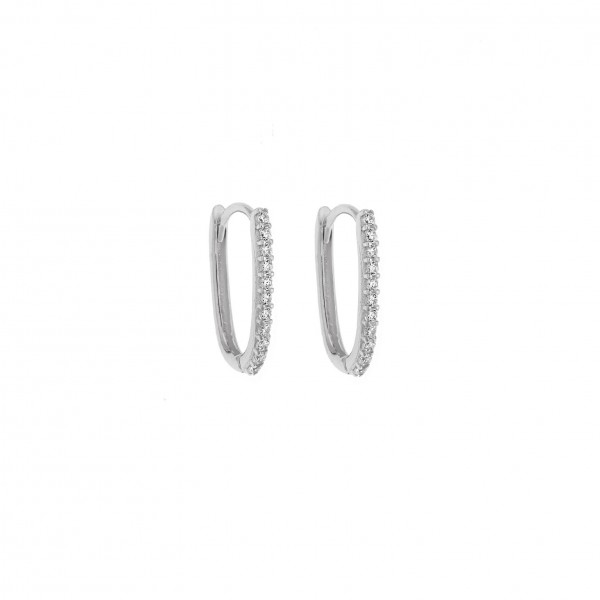 14 Carat Hoop Earrings in White Gold With Zircon
