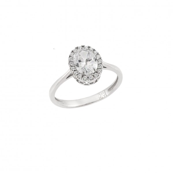 14K White Gold  Ring with Zircon 