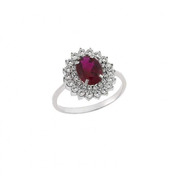 14K White Gold  Ring with Zircon 