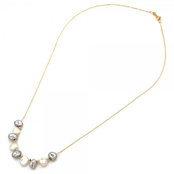 Fresh Water Pearl Necklace 6,0x9,0mm K14