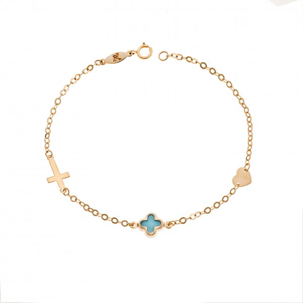 Children's bracelet in 9 carat gold with tirquase