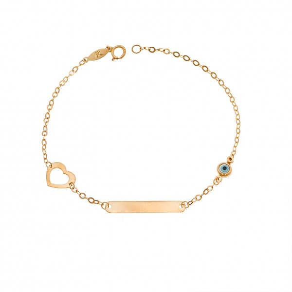 Παιδικό βραχιόλι σε χρυσό 9 καρατίων με μάτι φίλντισι