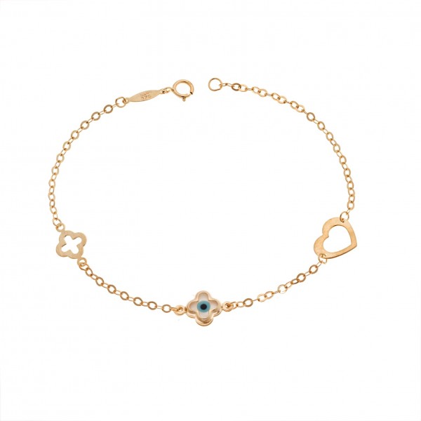Παιδικό βραχιόλι σε χρυσό 9 καρατίων με μάτι φίλντισι