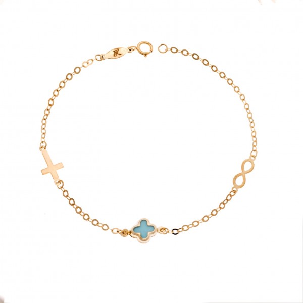 Children's bracelet in 9 carat gold with tirquase