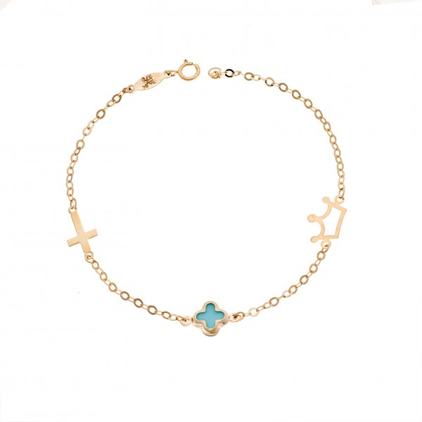 Children's bracelet in 9 carat gold with tirquase