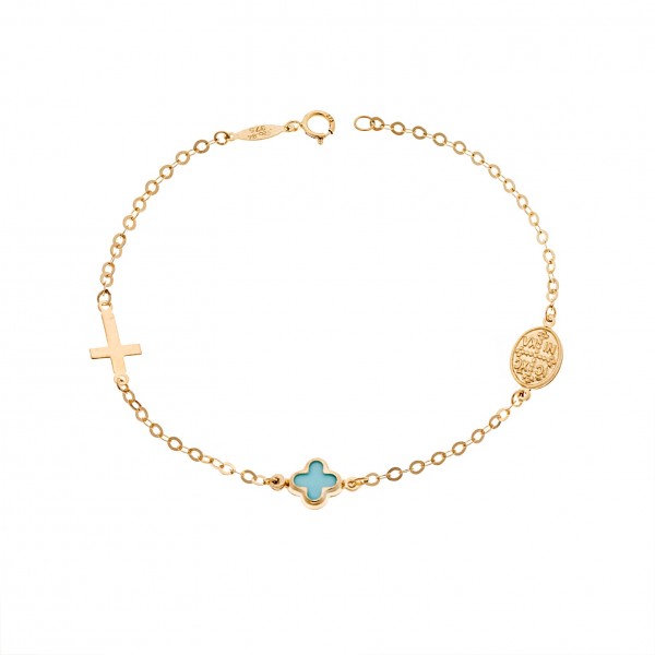 Children's bracelet in 9 carat gold with tirquase