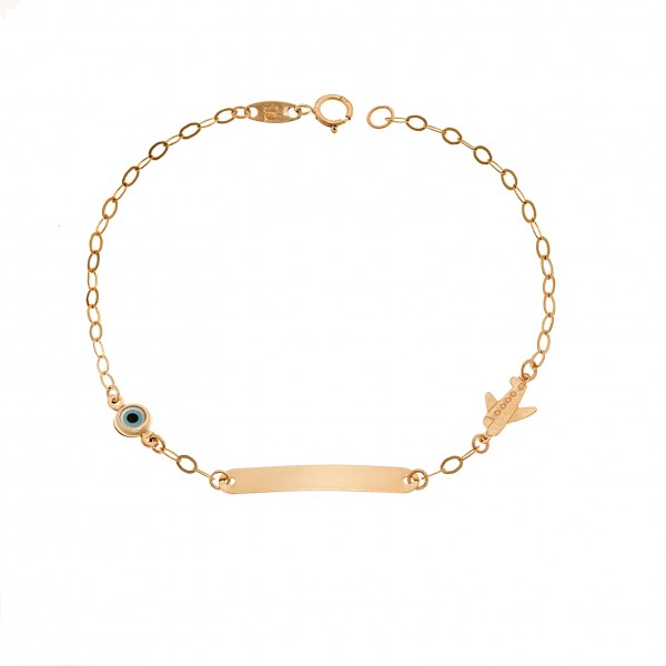 Παιδικό βραχιόλι σε χρυσό 9 καρατίων με μάτι φίλντισι