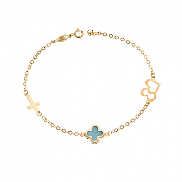 Children's bracelet in 9 carat gold with tirquase