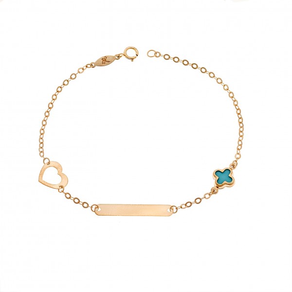 Children's bracelet in 9 carat gold with tirquase