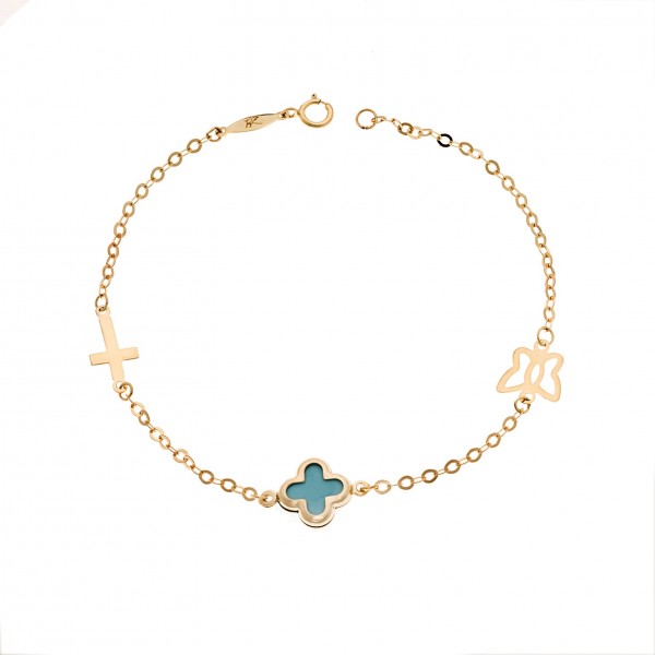 Children's bracelet in 9 carat gold with tirquase