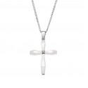 14K White Gold Double-Sided Cross with Zircon (Chain not included in the price)