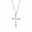 14K White Gold Double-Sided Cross with Zircon (Chain not included in the price)