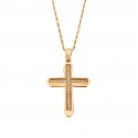 14K Gold Double-Sided Cross with Zircon (Chain not included in the price)