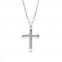 14K White Gold Double-Sided Cross with Zircon (Chain not included in the price)