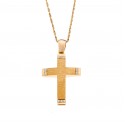 14K Gold Double-Sided Cross with Zircon (Chain not included in the price)