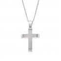 14K White Gold Double-Sided Cross with Zircon (Chain not included in the price)