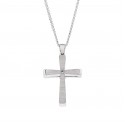 14K White Gold Double-Sided Cross with Zircon (Chain not included in the price)