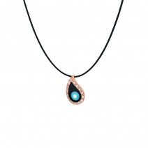 Matix Standard pendant , 9k rose gold with essenza and white diamonds,on black cord S