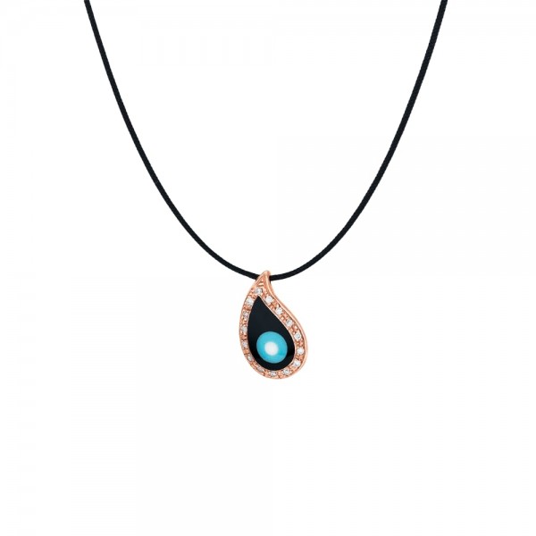 Matix Standard pendant , 9k rose gold with essenza and white diamonds,on black cord S