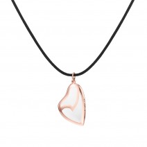 Lily Heart 9kt rose gold pendant with essenza, on black cord XS