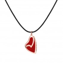 Lily Heart 9kt rose gold pendant with essenza, on black cord XS