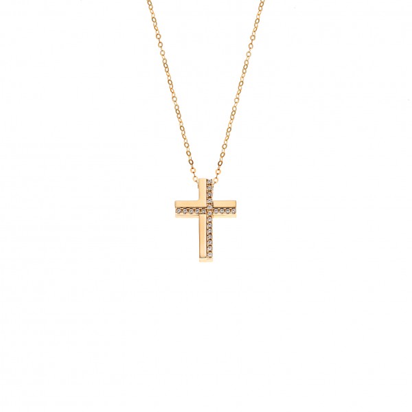 Σταυρός κίτρινος χρυσός 14 καρατιών με ζιργκόν