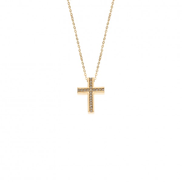 Σταυρός κίτρινος χρυσός 14 καρατιών με ζιργκόν