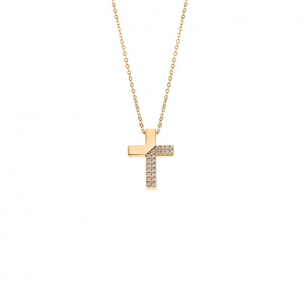 Σταυρός κίτρινος χρυσός 14 καρατιών με ζιργκόν