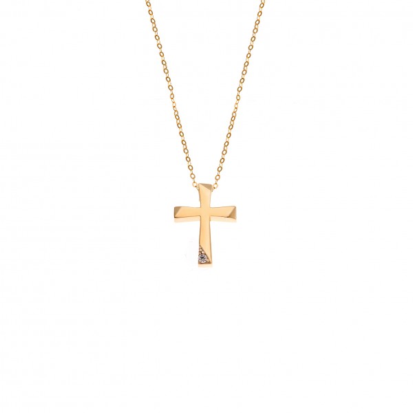 Σταυρός κίτρινος χρυσός 14 καρατιών με ζιργκόν