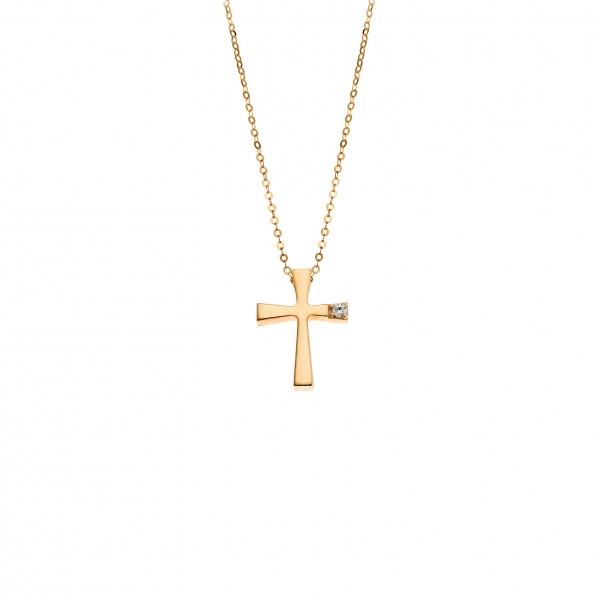 14carats yellow gold cross with zircon