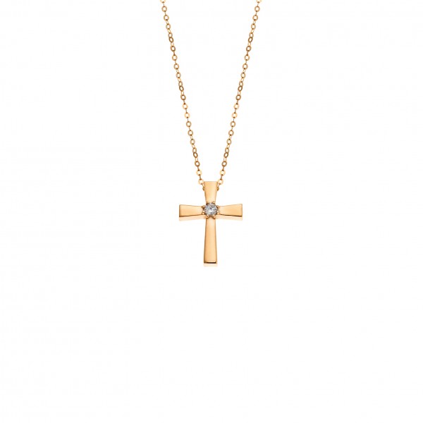 14carats yellow gold cross with zircon