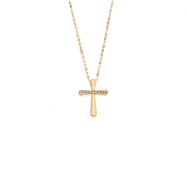 14carats yellow gold cross with zircon