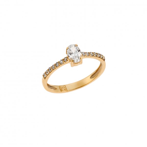 14K Gold Ring with Zircon