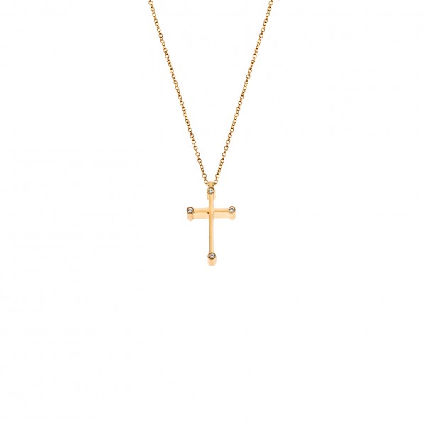 Σταυρός κίτρινος χρυσός 9 καρατιών με ζιργκόν