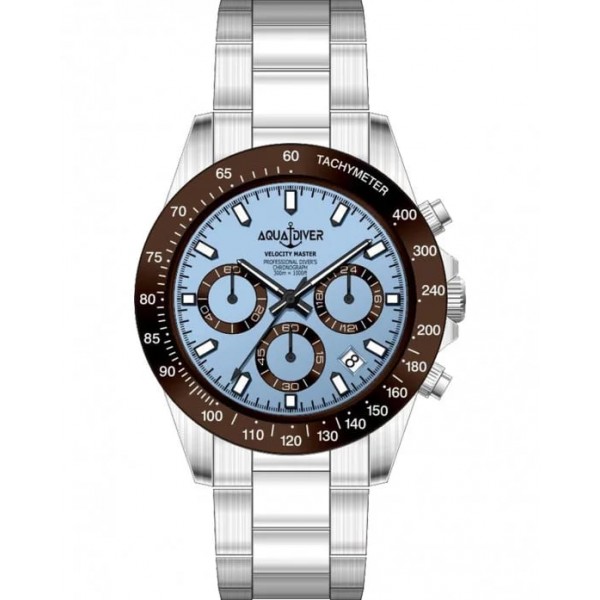 AQUADIVER Velocity Master Chronograph Silver Stainless Steel Bracelet