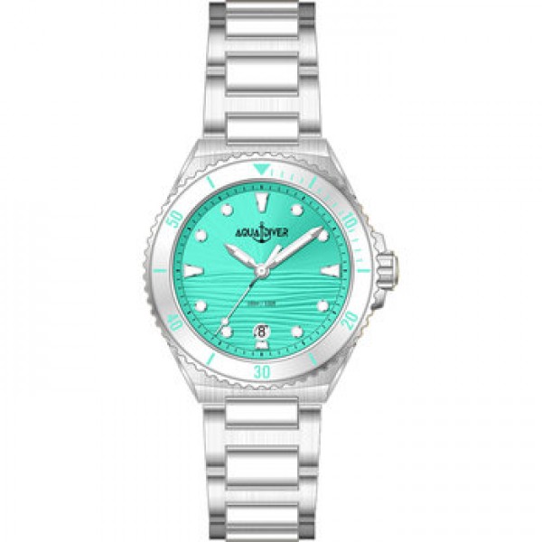 Aquadiver Γυναικείο Ρολόι Μπαταρίας με Ασημί Μεταλλικό Μπρασελέ