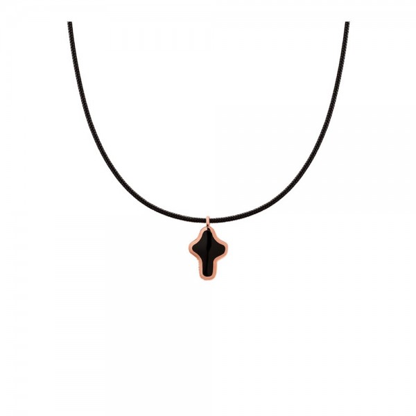  9kt rose gold pendant with essenza, on black cord S