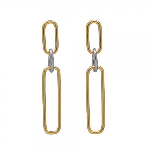 Τwo Tone Victoria Cruz Earrings in 925 Silver
