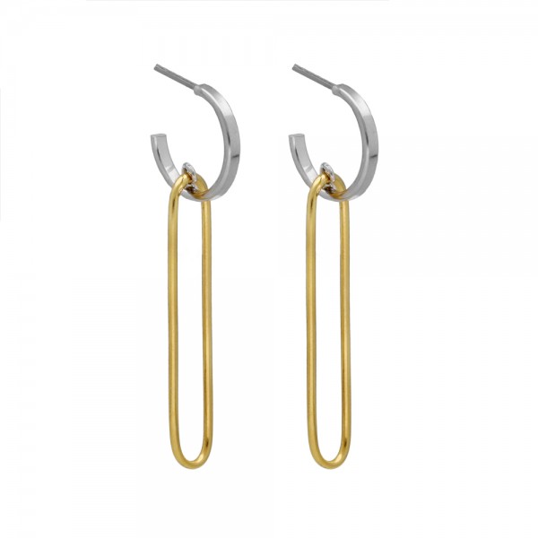 Τwo Tone Victoria Cruz Earrings in 925 Silver