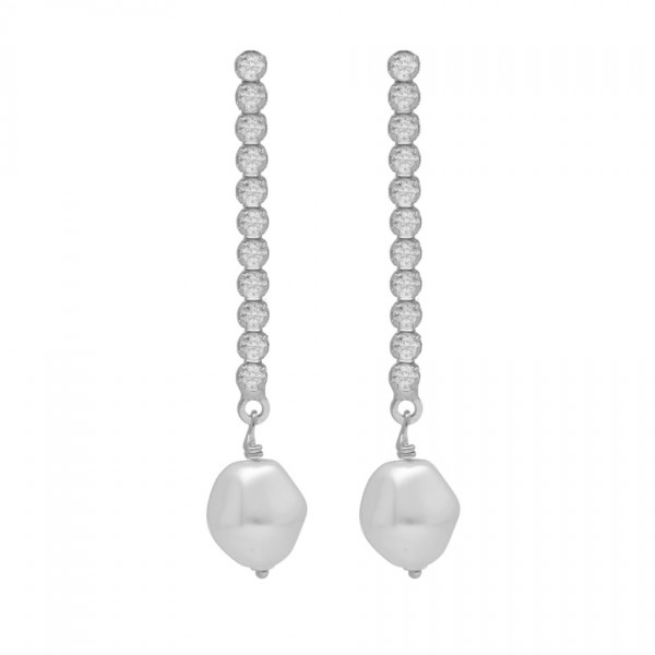 Victoria Cruz Earrings  in Silver 925 with Swarovski and Pearls 