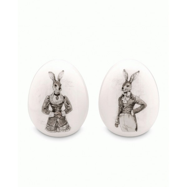 Porcelain Eggs Pair Mr & Mrs