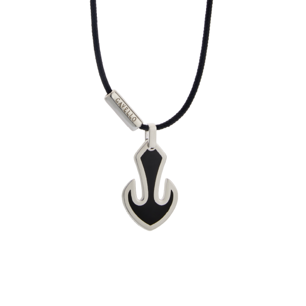My Gavello Anchor sterling silver pendant with essenza, on black cord with signature 'Gavello