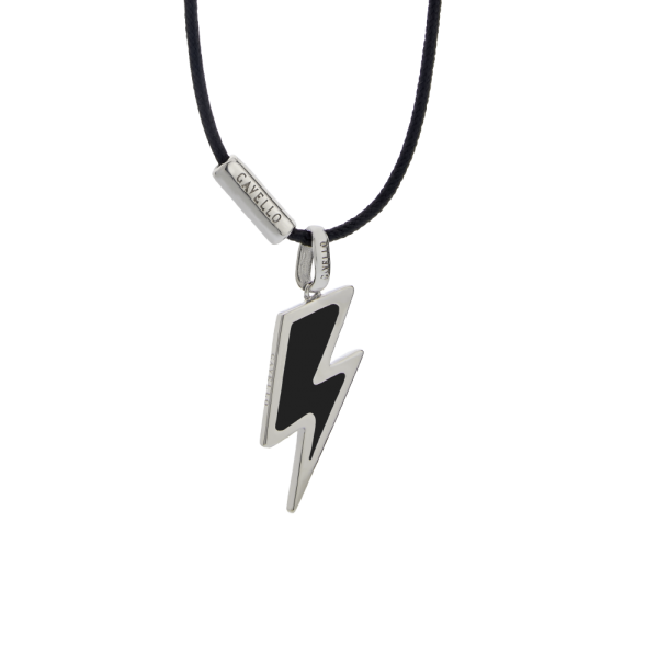 My Gavello Flass sterling silver pendant with essenza, on black cord with signature 'Gavello