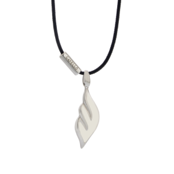 My Gavello Angel sterling silver pendant with essenza, on black cord with signature 'Gavello
