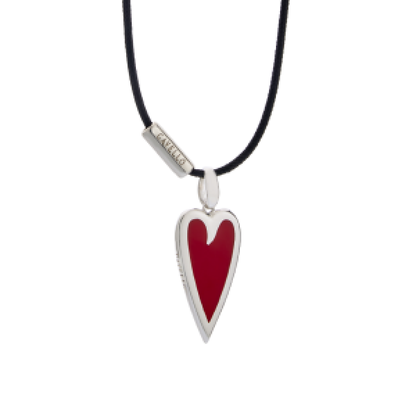 My Gavello Nina Heart sterling silver pendant with essenza, on black cord with signature 'Gavello