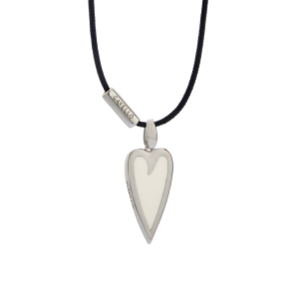 My Gavello Nina Heart sterling silver pendant with essenza, on black cord with signature 'Gavello